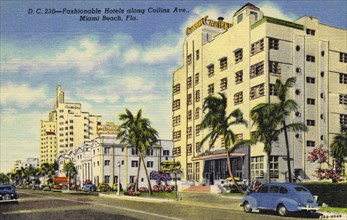 Fashionable hotels along Collins Avenue, Miami Beach, Florida, USA, 1946. Artist: Unknown
