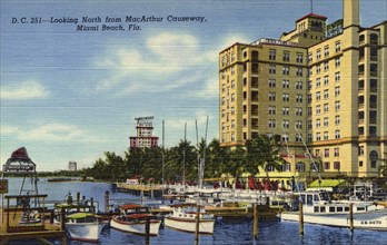 Looking north from MacArthur Causeway, Miami Beach, Florida, USA, 1946. Artist: Unknown