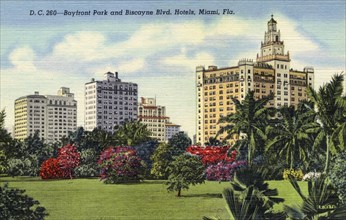 Bayfront Park and Biscayne Boulevard Hotels, Miami, Florida, 1946. Artist: Unknown