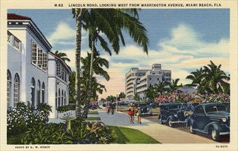 Lincoln Road, looking west from Washington Avenue, Miami Beach, Florida, USA, 1937. Artist: Unknown