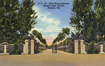 Club house entrance, Hialeah Park Race Course, Miami, Florida, USA, 1938. Artist: Unknown