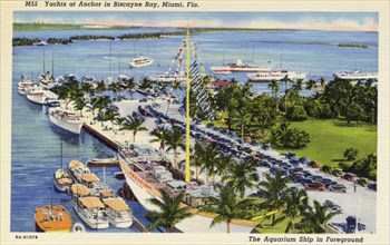 Yachts at anchor in Biscayne Bay, Miami, Florida, USA, 1938. Artist: Unknown