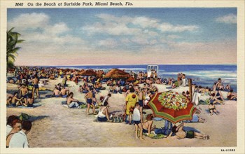 On the beach at Surfside Park, Miami Beach, Florida, 1938. Artist: Unknown
