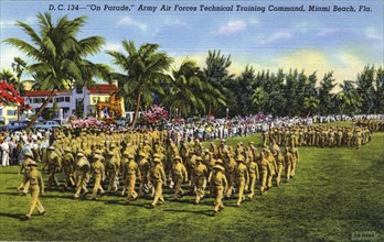 'On Parade, Army Air Forces Technical Training Command, Miami Beach, Florida', USA, 1942. Artist: Unknown