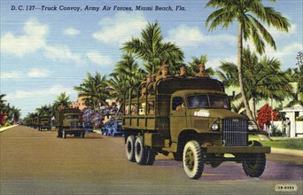 Convoy of trucks, Army Air Forces, Miami Beach, Florida, USA, 1942. Artist: Unknown