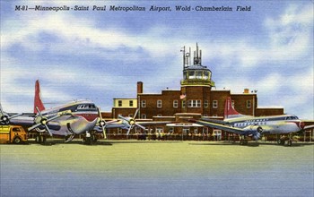 Minneapolis-St Paul Metropolitan Airport, Wold-Chamberlain Field, Minnesota, USA, 1949. Artist: Unknown