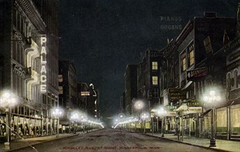 Nicollet Avenue at night, Minneapolis, Minnesota, USA, 1915. Artist: Unknown