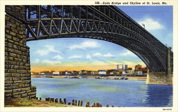 Eads Bridge and skyline of St Louis, Missouri, USA, 1940. Artist: Unknown