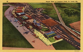 Aerial view of Lambert Field, St Louis Municipal Airport, Missouri, USA, 1935. Artist: Unknown