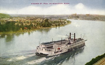 Steamer 'Saint Paul' on the Mississippi River, 1910. Artist: Unknown