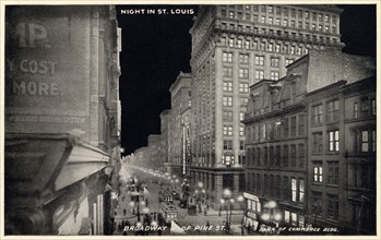 Night in St Louis, Missouri, USA, 1910. Artist: Unknown