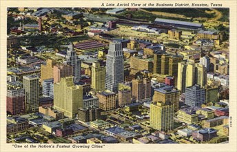 Aerial view of the business district, Houston, Texas, USA, 1950. Artist: Unknown