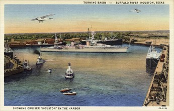 Turning basin, Buffalo River, Houston, Texas, USA, 1932. Artist: Unknown