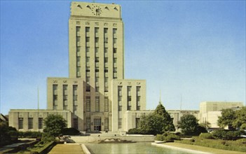 Houston City Hall and Reflection Pool, Houston, Texas, USA, 1955. Artist: Unknown