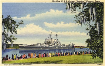 The new US Navy cruiser USS 'Houston', Houston, Texas, USA, 1946. Artist: Unknown