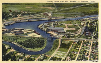 Turning basin and Port Houston, Houston, Texas, USA, 1947. Artist: Unknown
