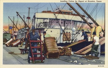 Loading cotton for export, Houston, Texas, USA, 1939. Artist: Unknown