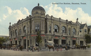 Central Fire Station, Houston, Texas, USA, 1918. Artist: Unknown