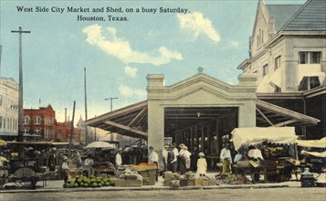 West Side City Market and Shed, on a busy Saturday, Houston, Texas, USA, 1911. Artist: Unknown