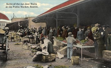 Some of the outdoor stalls at Pike Place Market, Seattle, Washington, USA, 1911. Artist: Unknown