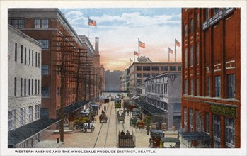Western Avenue and the wholesale produce district, Seattle, Washington, USA, 1911. Artist: Unknown