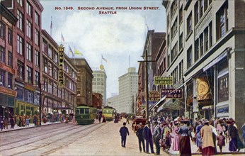 Second Avenue from Union Street, Seattle, Washington, USA, 1910. Artist: Unknown