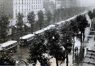 Requisition of Paris buses for military use, Porte de la Villette, World War II, c1940-c1944. Artist: Unknown