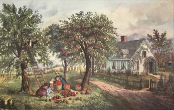American Homestead -  Autumn, pub. 1869, Currier & Ives (Colour Lithograph)