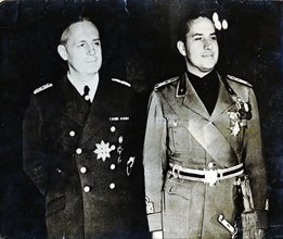 Joachim von Ribbentrop and Count Ciano, Nazi German and Italian Foreign Ministers, 1939. Artist: Unknown
