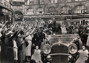 Nazi Deputy Führer Rudolf Hess on a visit to Stuttgart, Germany, 1937. Artist: Unknown