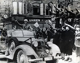German troops enter Austria, 12 March 1938. Artist: Unknown