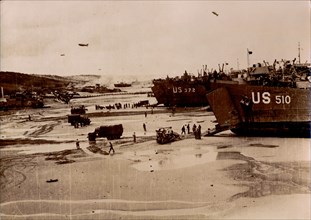 American troops disembark, Normandy, 6th June 1944. Artist: Unknown