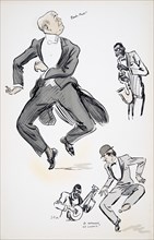 Gentleman in white tie and gentleman in bowler hat try out dancing to jazz?, from 'White Bottoms' pu