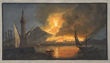 View of the great eruption of Vesuvius from the mole of Naples in the night of the 20th October, 176