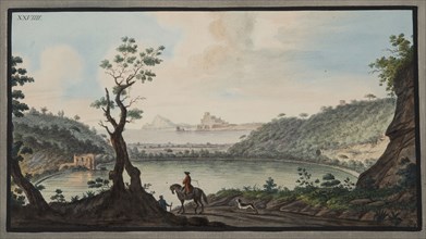 View of the Lake Avernus from the road between Puzzoli and Cuma, 1776.