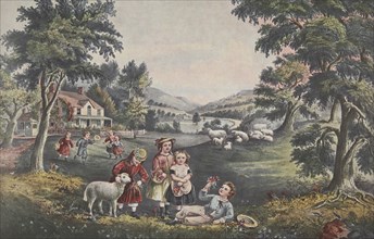 The Four Seasons of Life - Childhood, pub. 1868, 'The Season of Joy' , Currier & Ives (Colour Lithog