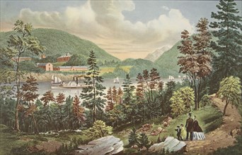 U.S. Military Academy - West Point, from the opposite Shore, pub. 1862, Currier & Ives (Colour Litho