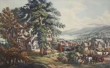 The Home of Evangeline, 'In the Acadian Land' , pub. 1864, Currier & Ives (Colour Lithograph)