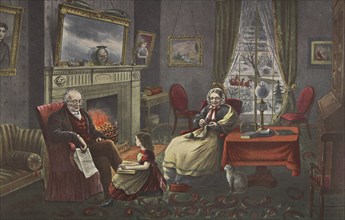 The Four Seasons of Life - Old Age, 'The Season of Rest' ,  pub. 1868, Currier & Ives (Colour Lithog