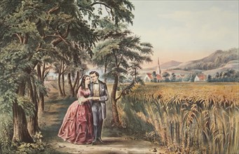 The Four Seasons of Life - Youth, 'The Season of Love' , pub. 1868,  Currier & Ives (Colour Lithogra