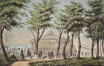 Castle Garden, New York, From The Battery, pub. 1848, Currier & Ives (Colour Lithograph)
