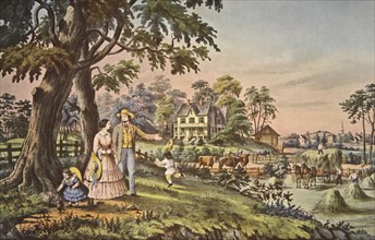 American Country Life, Summer's evening, pub. 1855, Currier & Ives (Colour Lithograph)