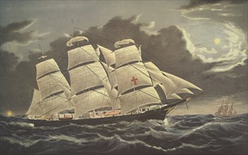 Clipper Ship Dreadnought- off Tuskar Light, pub. 1856, Currier & Ives (Colour Lithograph)