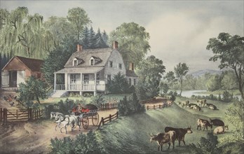 American Homestead -  Summer, pub. 1868,  Currier & Ives (Colour Lithograph)