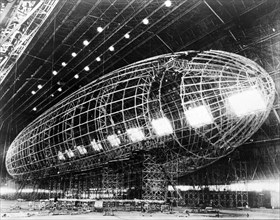 World's Largest Dirigible near completion, 1930s.