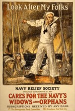 Fundraising campaign for the Navy Relief Society, 1917.