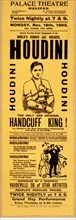 Playbill for appearance by Houdini at Palace Theatre, Halifax,pub. 1903 (lithograph)