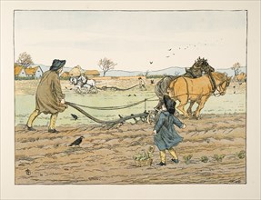 The Ploughman,  from Four and Twenty Toilers, pub. 1900 (colour lithograph)