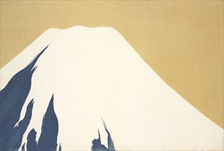 Mount Fuji, from Momoyo-gusa (The World of Things) Vol I, pub.1909 (colour block woodcut)