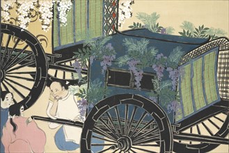 Hanazashi-guruma from Momoyo-gusa (The World of Things) Vol II, pub.1909 (colour block woodcut)